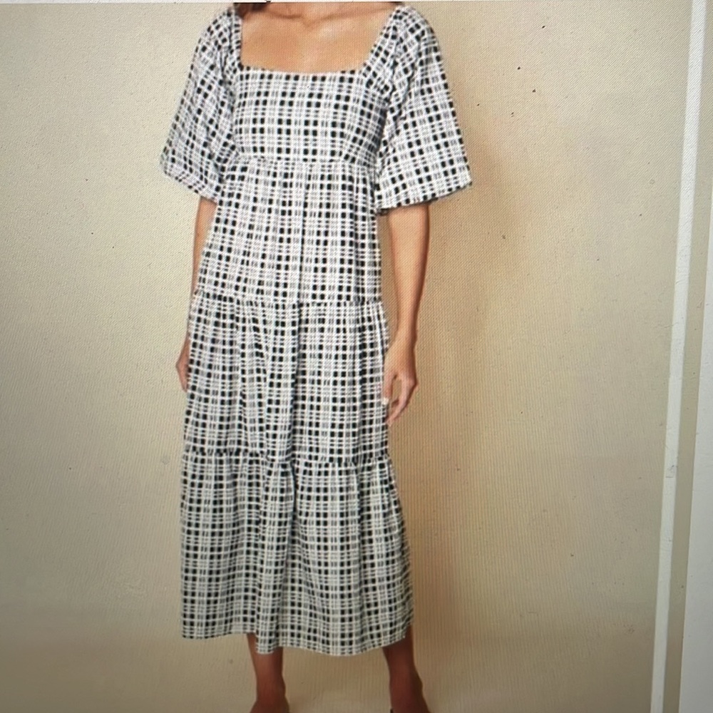 Faithful the Brand Plaid Puff Sleeve Dress